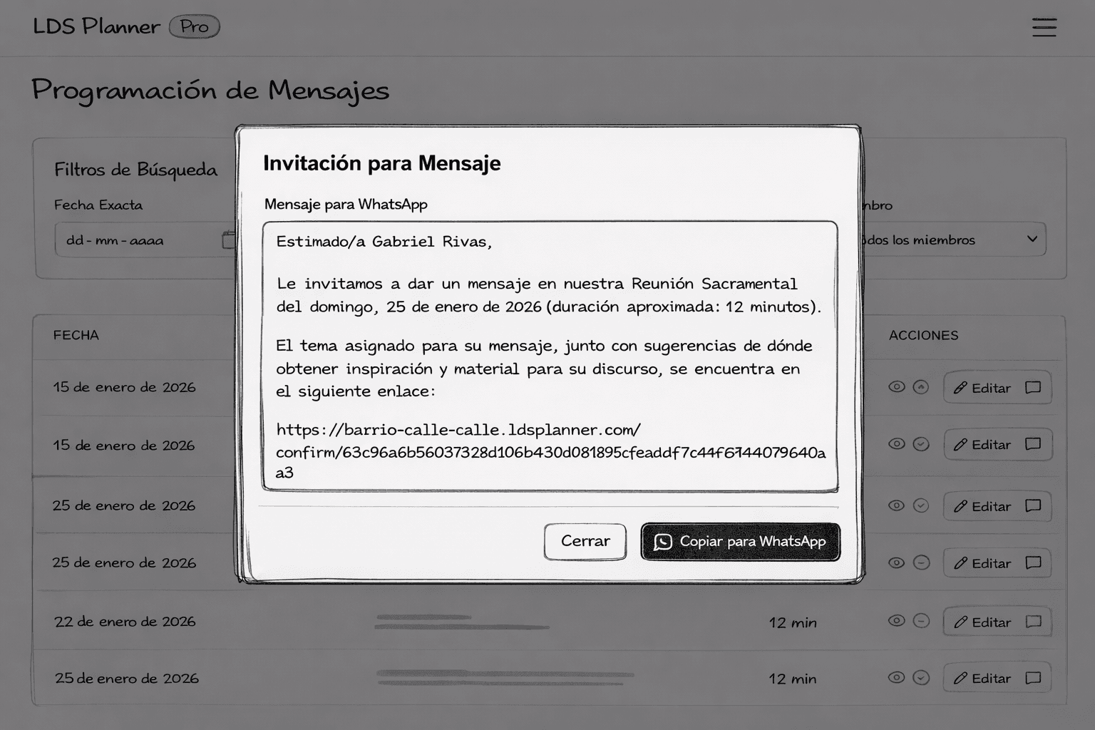 Envía invitaciones por WhatsApp